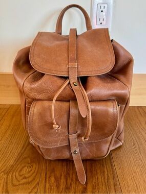 Madewell Backpack Cognac Brown The Transport 100% Leather and optional wallet
